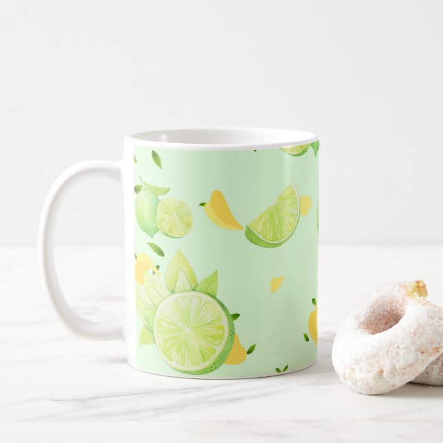 Mug Tropical Green Citrus SUMMER Orange lemon Slice (Avec donut)