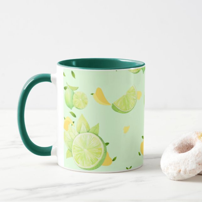 Mug Tropical Green Citrus SUMMER Orange lemon Slice (Avec donut)
