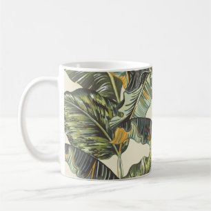 Mug Tropical palm leaves, jungle leaf seamless vintag