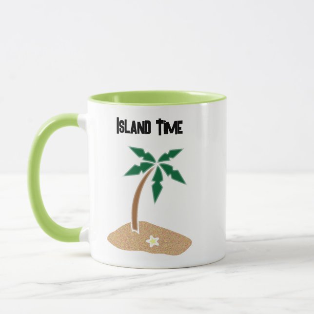 Mug Tropical Palm Tree Island Getaway Cartoon Design (Gauche)