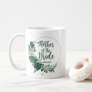 Mug Tropical Palmiers Cercle Doré Mère de la Mariée