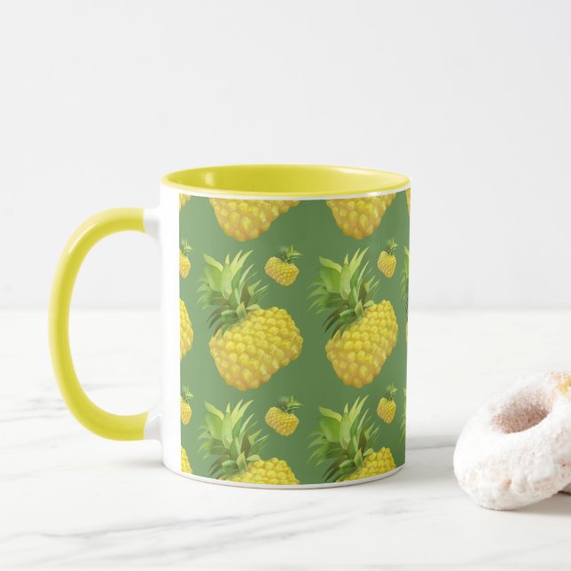 Mug Tropical Pineapple Pattern: Summer Fruit Art (Avec donut)