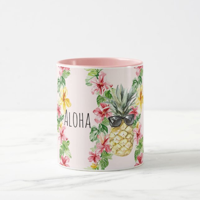 Mug Tropical Pineapple Sunglasses Flowers (Centre)