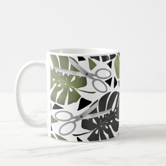 Mug Tropical print monstera leaves scissors jungle exo (Gauche)