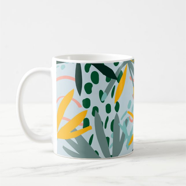 Mug Tropical texture transparente avec feuilles de pal (Gauche)