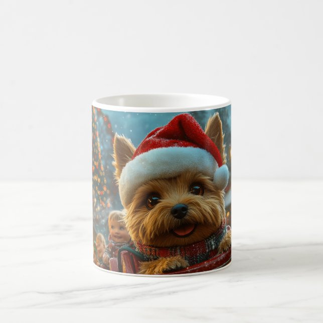 Mug Trottinette de chien Terrier Australien Noël (Centre)