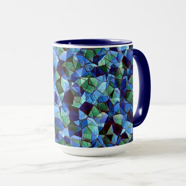 Mug Trou de mosaïque irrégulière verte et bleue recouv (Devant droit)