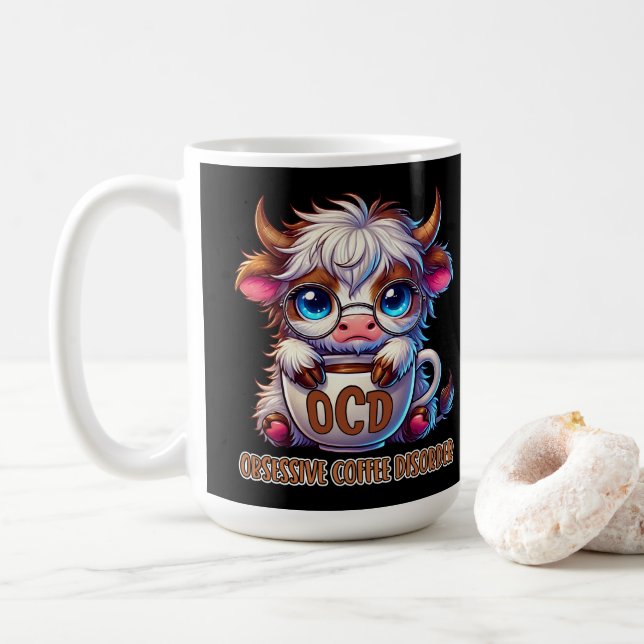 Mug Trouble de dépendance au café obsessionnel  (Avec donut)