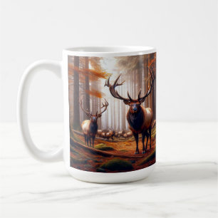 Mug Troupeau d'élans Forêt Enchantée Automne Doré