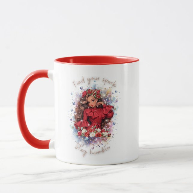 Mug Trouve ta flamme Reste humble Fille latina (Gauche)