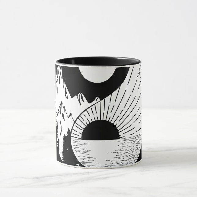 Mug Trouver l'équilibre Zen Yin Yang Noir Blanc (Centre)