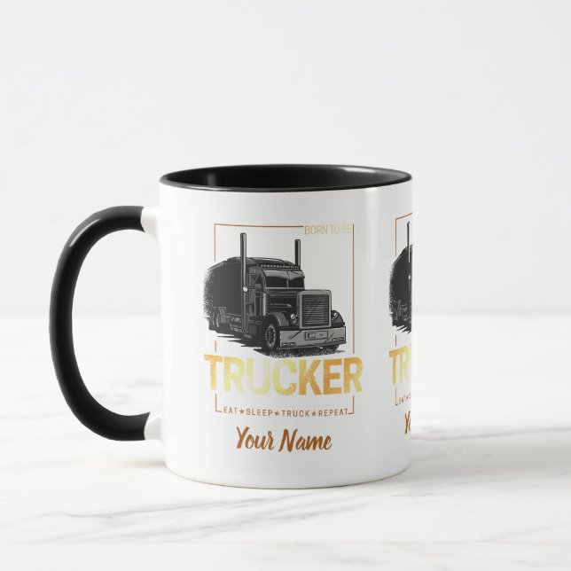 Mug Trucker Né Pour Être Conducteur Rétro Camion Vinta (Gauche)