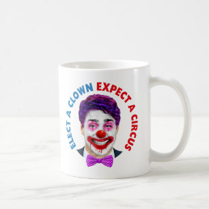 Mug Trudeau visage clown, élire un clown attendre un c