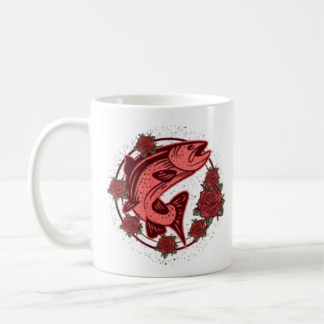 Mug Truite Brune Allemande Art Floral Vintage (Gauche)