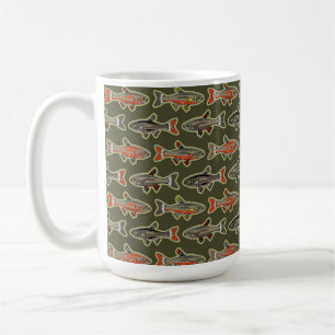 Mug Truite de pêche Orange, Gris, Vert - NH Fish