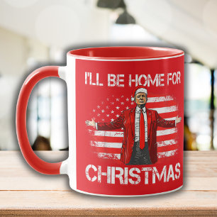 Mug Trump 2024 Je serai à la maison pour Noël Rouge