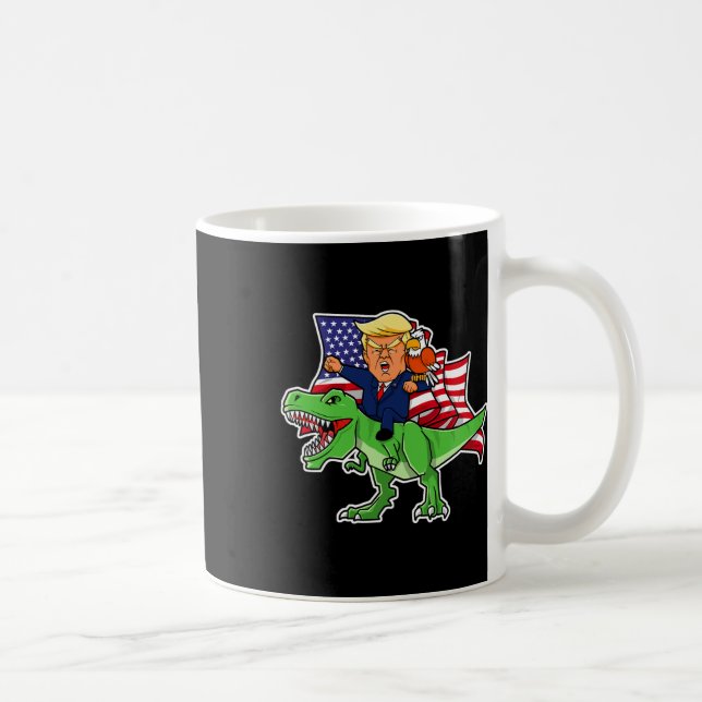 Mug Trump À cheval Sur Un Dinosaure Trex Drôle Merica  (Droite)