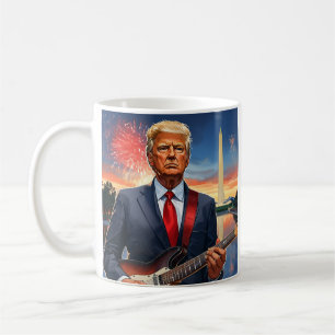Mug Trump jouant à la guitare électrique du monument d