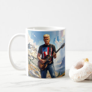 Mug Trump Jouant à la guitare électrique Mont Rushmore