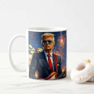 Mug Trump Jouant à la guitare électrique Mont Rushmore
