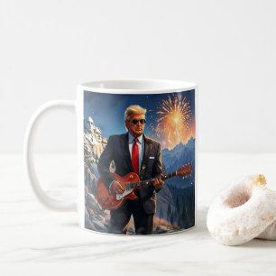 Mug Trump Jouant à la guitare électrique Mont Rushmore