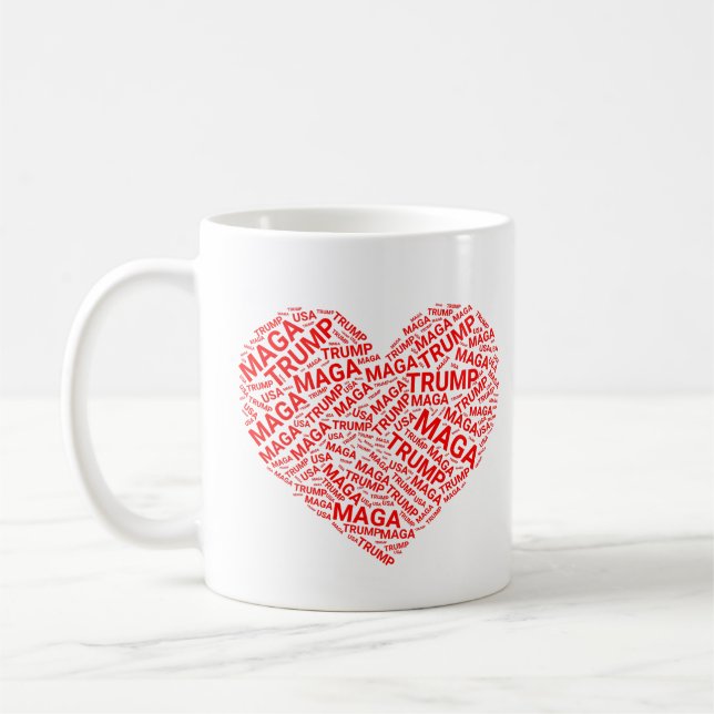 Mug Trump Love Heart Word Cloud Art (Gauche)