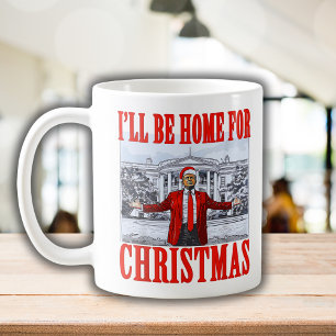 Mug Trump Santa Hat   Je serai à la maison pour Noël
