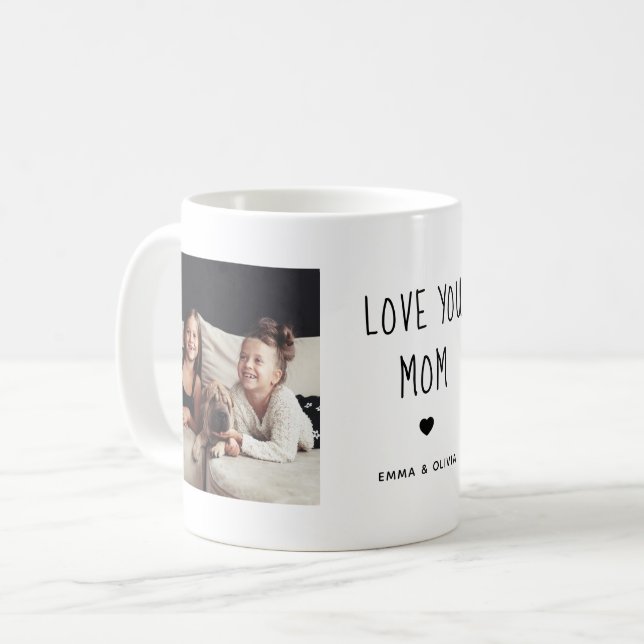 Mug Tu aimes maman | Texte manuscrit de deux photos (Devant gauche)