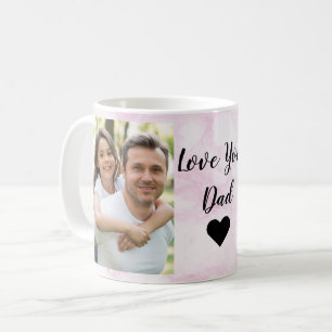 Mug Tu aimes papa Deux script photo et coeur