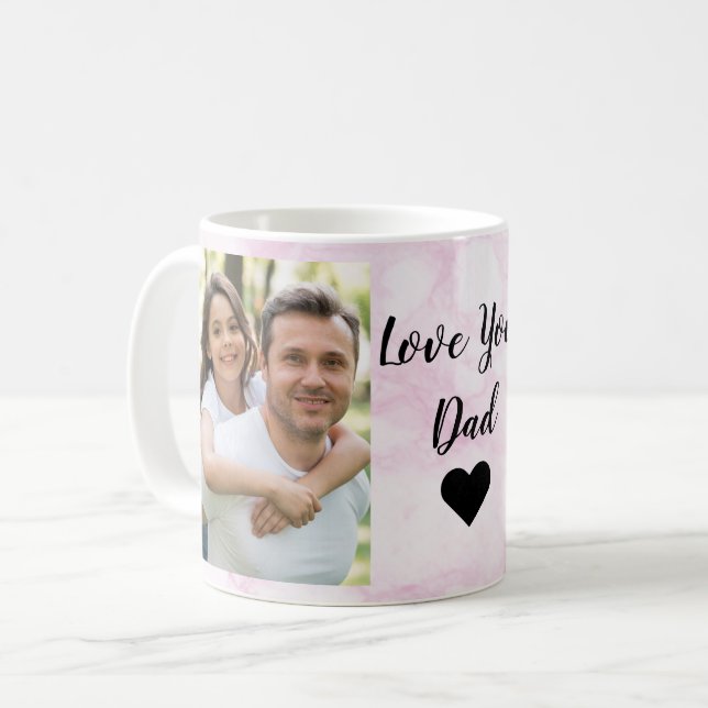 Mug Tu aimes papa | Deux script photo et coeur (Devant gauche)