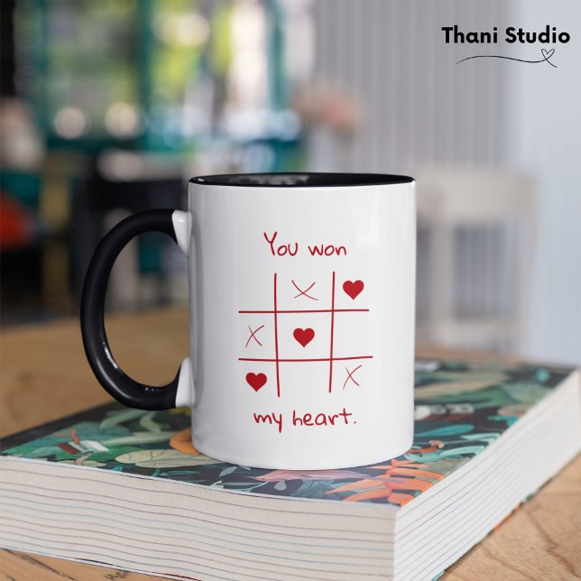 Mug Tu as gagné mon coeur Tic-Tac-Toe Drôle Valentin (Créateur téléchargé)