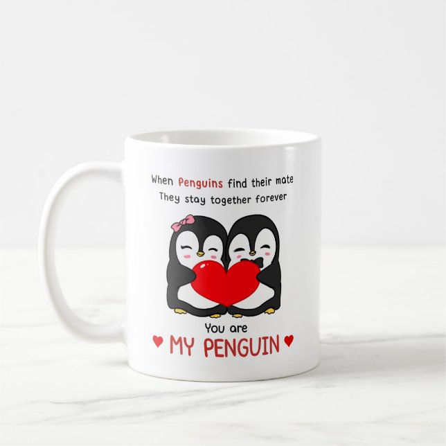Mug Tu es ma Saint-Valentin de café en pingouin (Gauche)