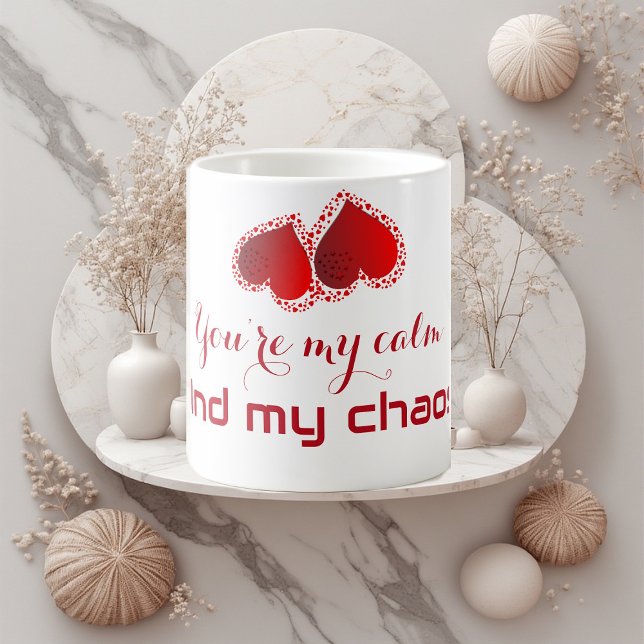Mug Tu es mon calme et mon chaos Chéri Monogramme  (You’re my calm and my chaos Sweetheart Monogram Coffee Mug)