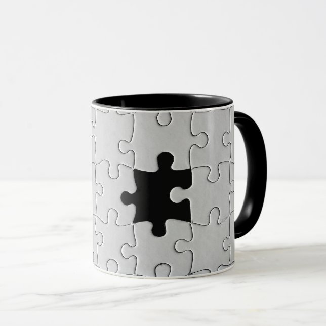 Mug Tu Me Complètes Romantique Noir et Blanc Puzzle (Devant droit)