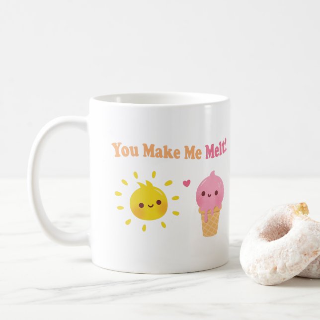 Mug Tu me fais fondre, soleil et glace drôle (Avec donut)