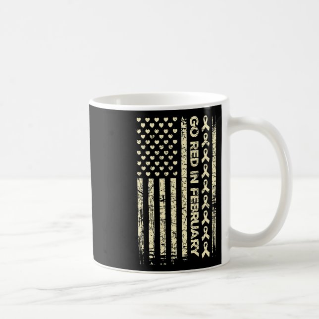 Mug Tu Red Ribbon Heart Disease Awareness Don America (Droite)