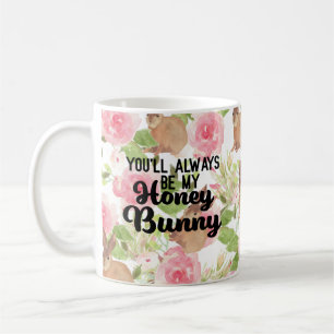Mug Tu seras toujours ma citation de lapin rose Floral