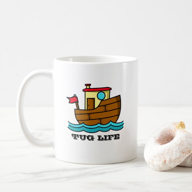 Mug Tug Life Cartoon Tugboat Personnalisé (Avec donut)
