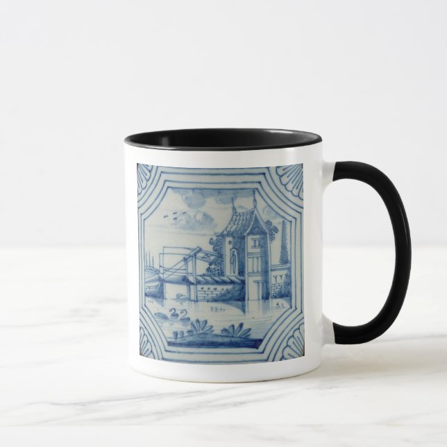 Mug Tuile de Delft montrant un pont-levis au-dessus (Droite)