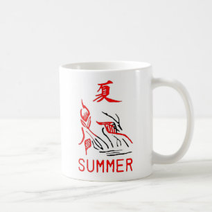Mug Tuile de Mahjong, été, sur l'arrière - plan bla
