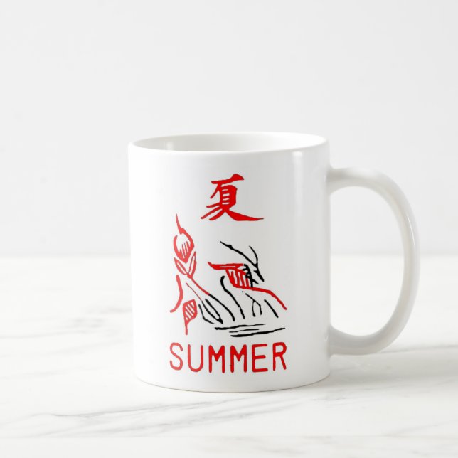 Mug Tuile de Mahjong, été, sur l'arrière - plan blanc (Droite)