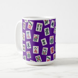 Mug tuiles de MahJong (symboles) sur fond violet
