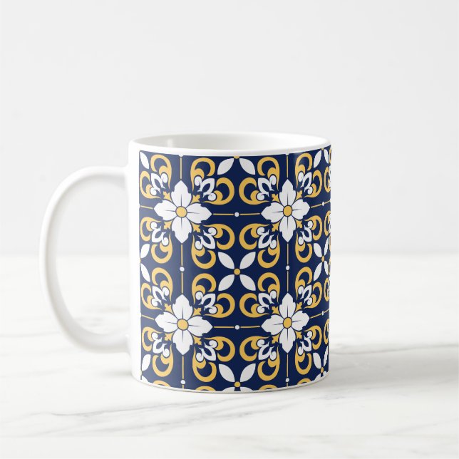 Mug Tuiles décoratives géométriques d'or bleu marocain (Gauche)