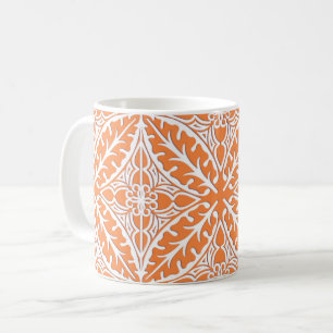 Mug Tuiles marocaines - orange et blanc de corail