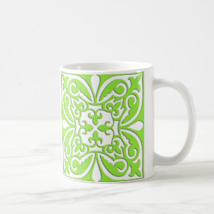 Mug Tuiles marocaines - vert citron et blanc