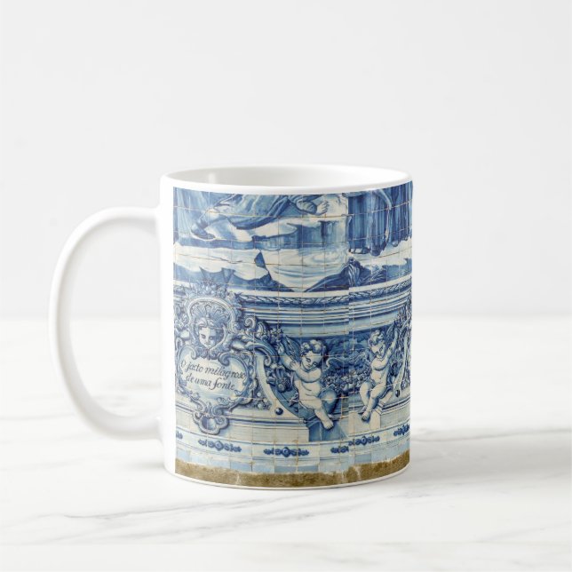 Mug Tuiles murales portugaises bleues et blanches avec (Gauche)