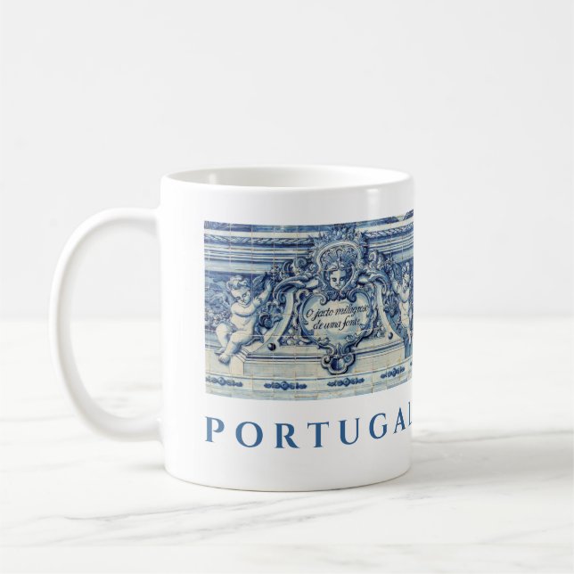 Mug Tuiles murales portugaises bleues et blanches avec (Gauche)