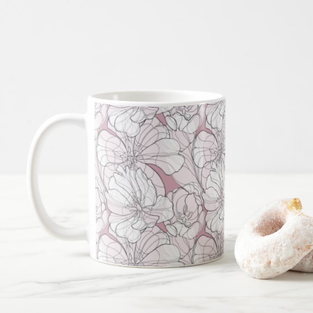 Mug Tulip Line Drawing (Avec donut)