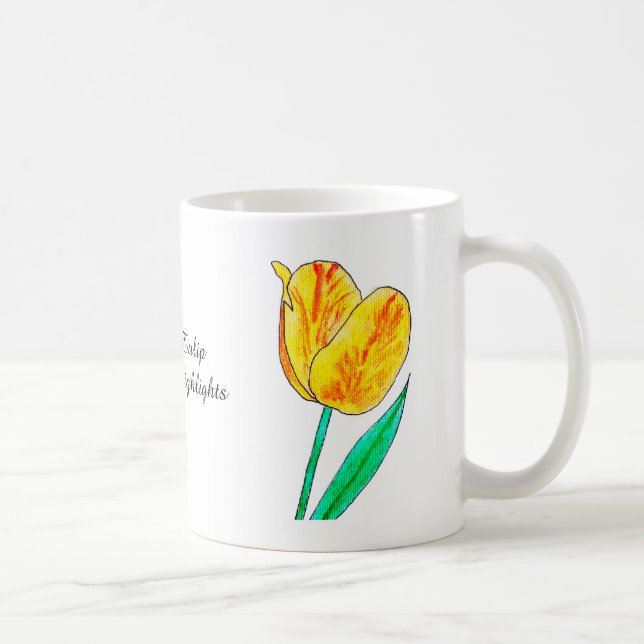 Mug Tulipe jaune unique avec reflets rouges (Droite)