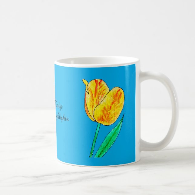 Mug Tulipe jaune unique reflets rouges  (Droite)